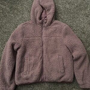 Arizona Jean Co Mauve Purple Sherpa Hoodie Jacket - Size Medium